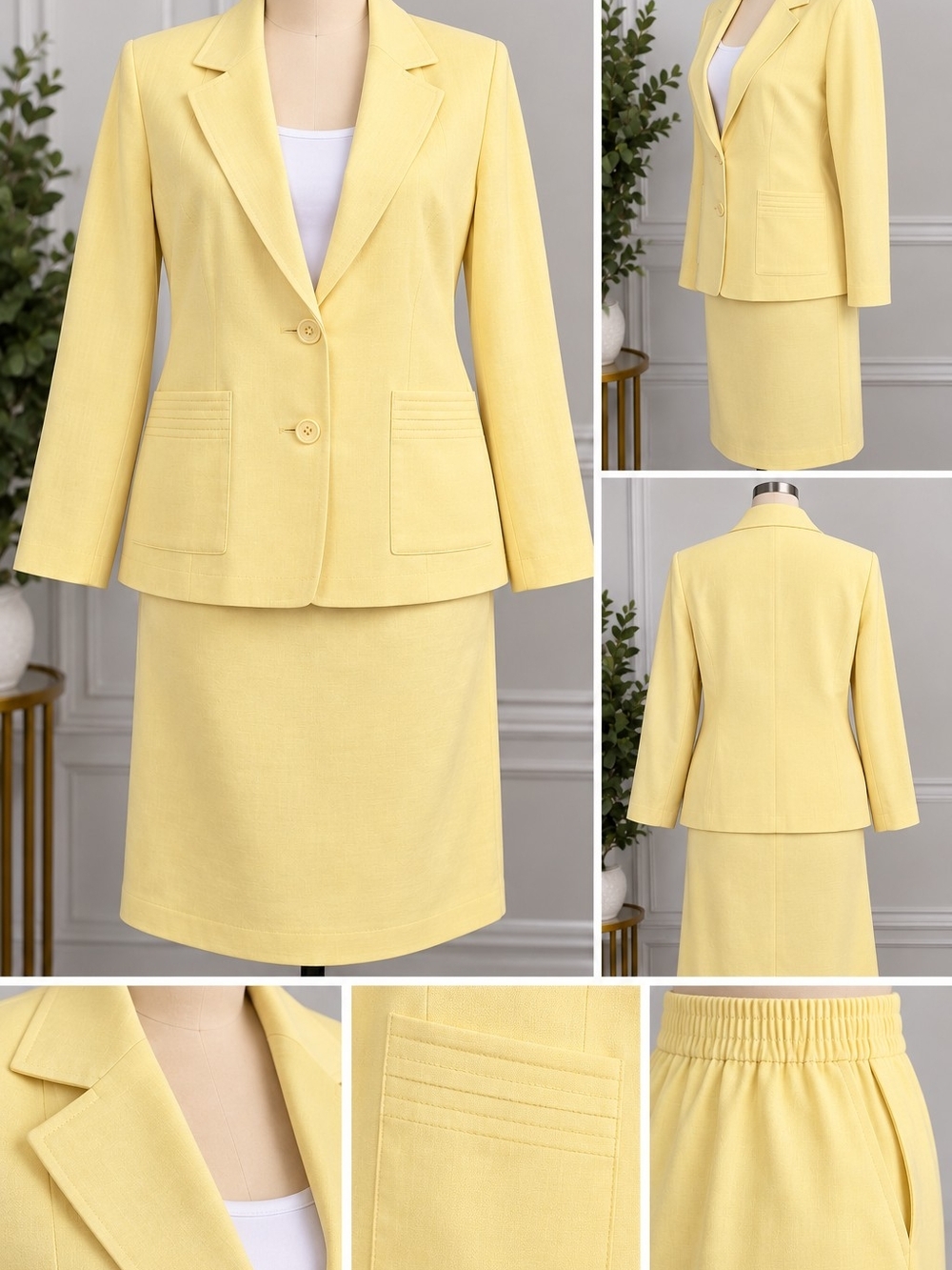 Alfred Dunner Pale Yellow Two-Piece Skirt Set